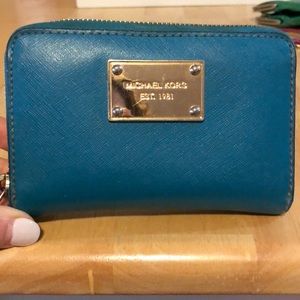 Teal blue Michael Kors card case